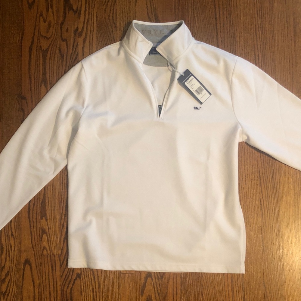 Vineyard Vines White 1/4 Zip Pullover with Whale Logo--New with tags